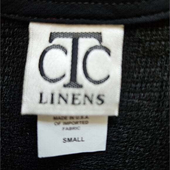 CTC Linens Womens Black Linen Nylon Blend Top Button Front Long Sleeve Small - Picture 10 of 15